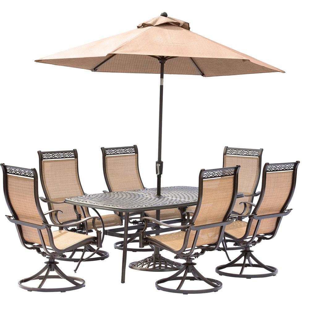 Hanover Manor 7-Piece Aluminum Rectangular Outdoor Dining Set with Swivels,... by Hanover