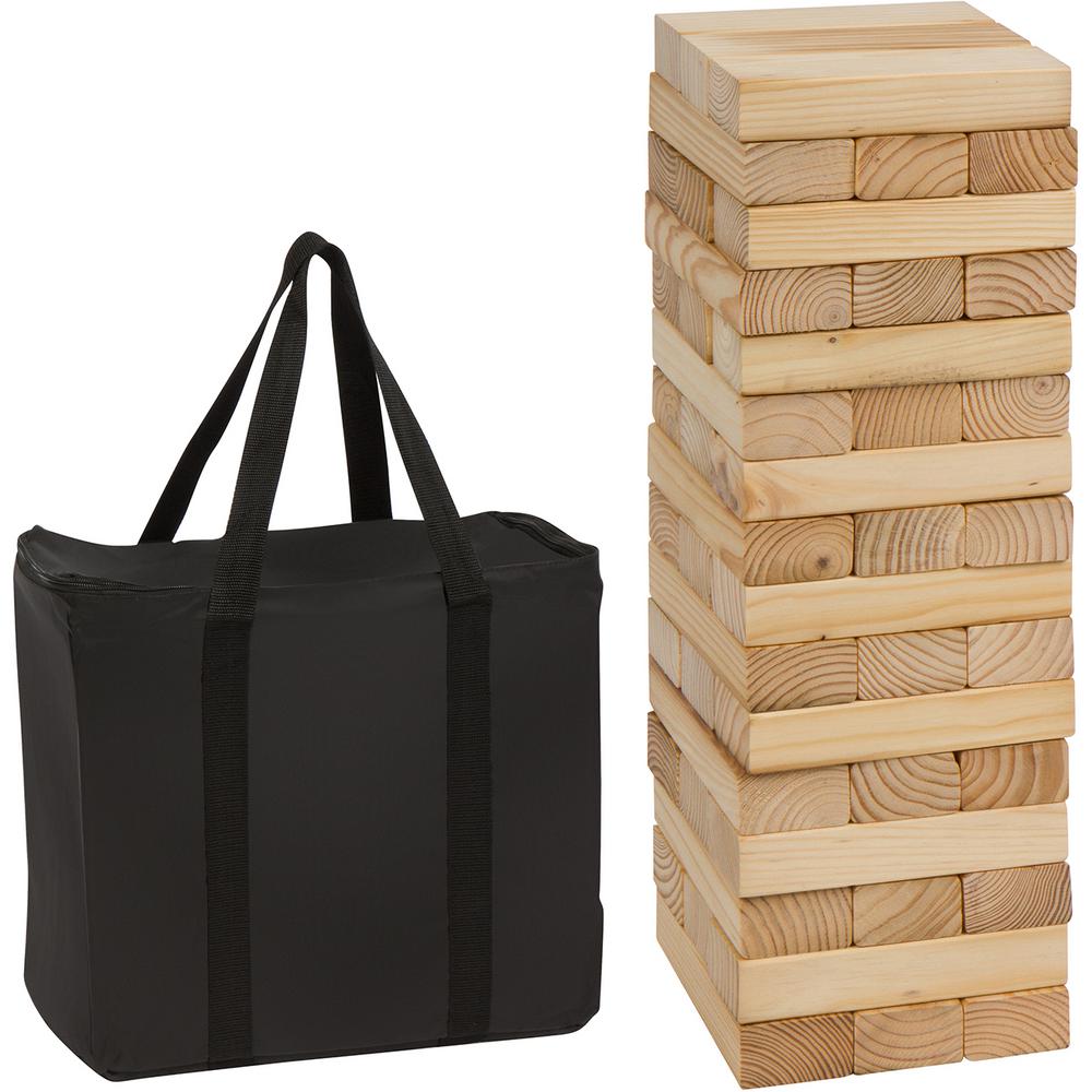 Trademark Innovations 48 Piece 1 5 Ft Tall Giant Wooden Stacking Puzzle Game With Carry Case