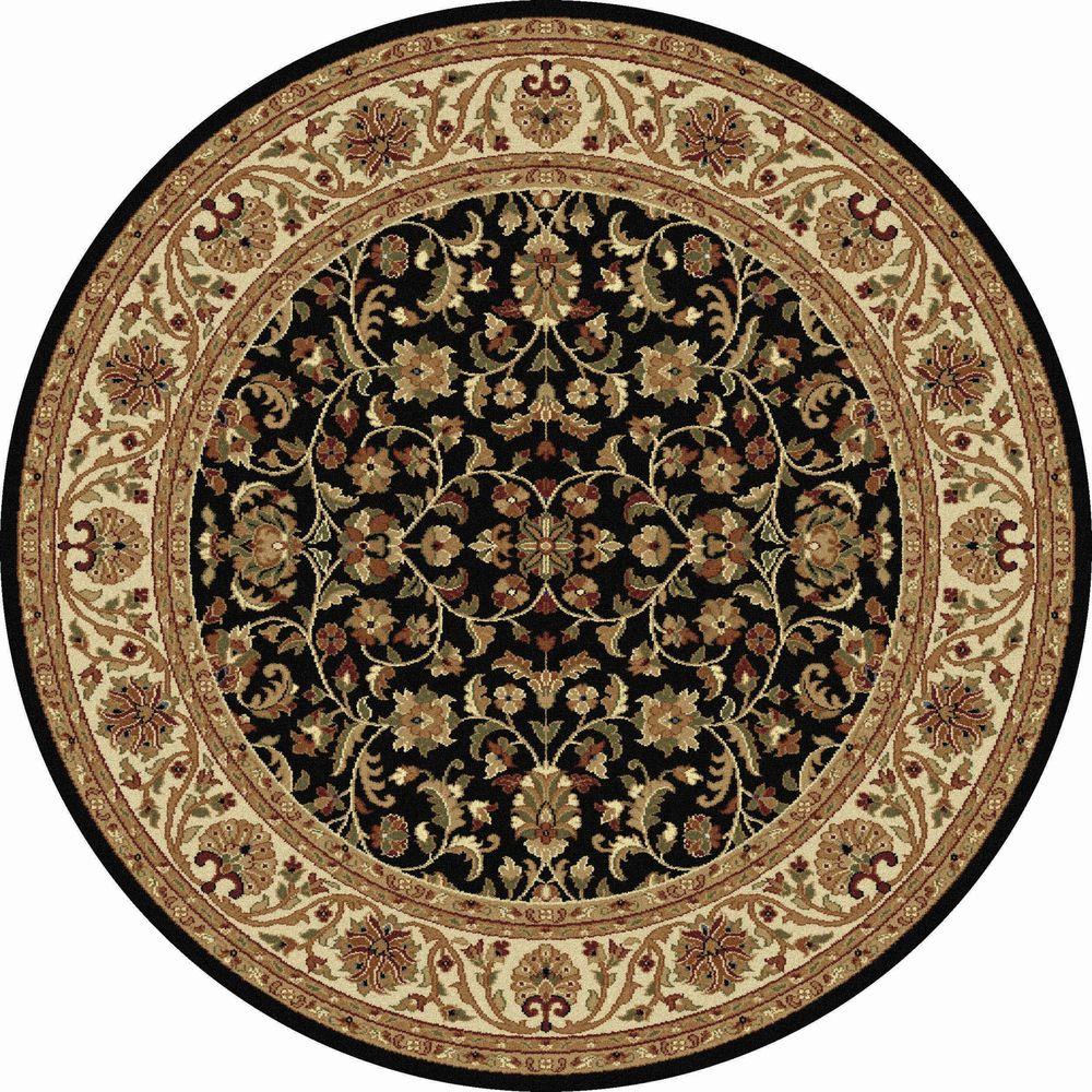 Tayse Rugs Sensation Black 7 Ft. 10 In. Round Transitional Area Rug 