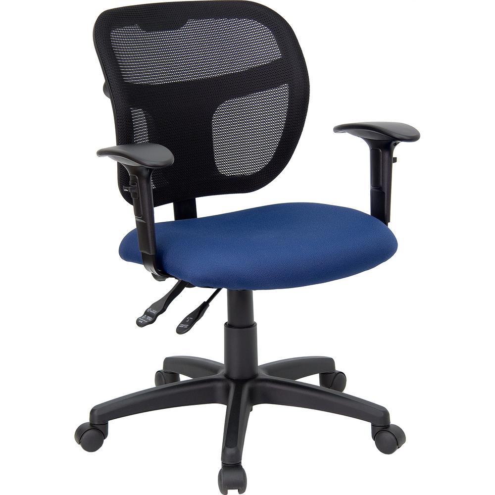 Blue Flash Furniture Office Chairs Home Mid Back Mesh Swivel Task Chair With Navy Blue Fabric Padded Seat And Height Adjule
