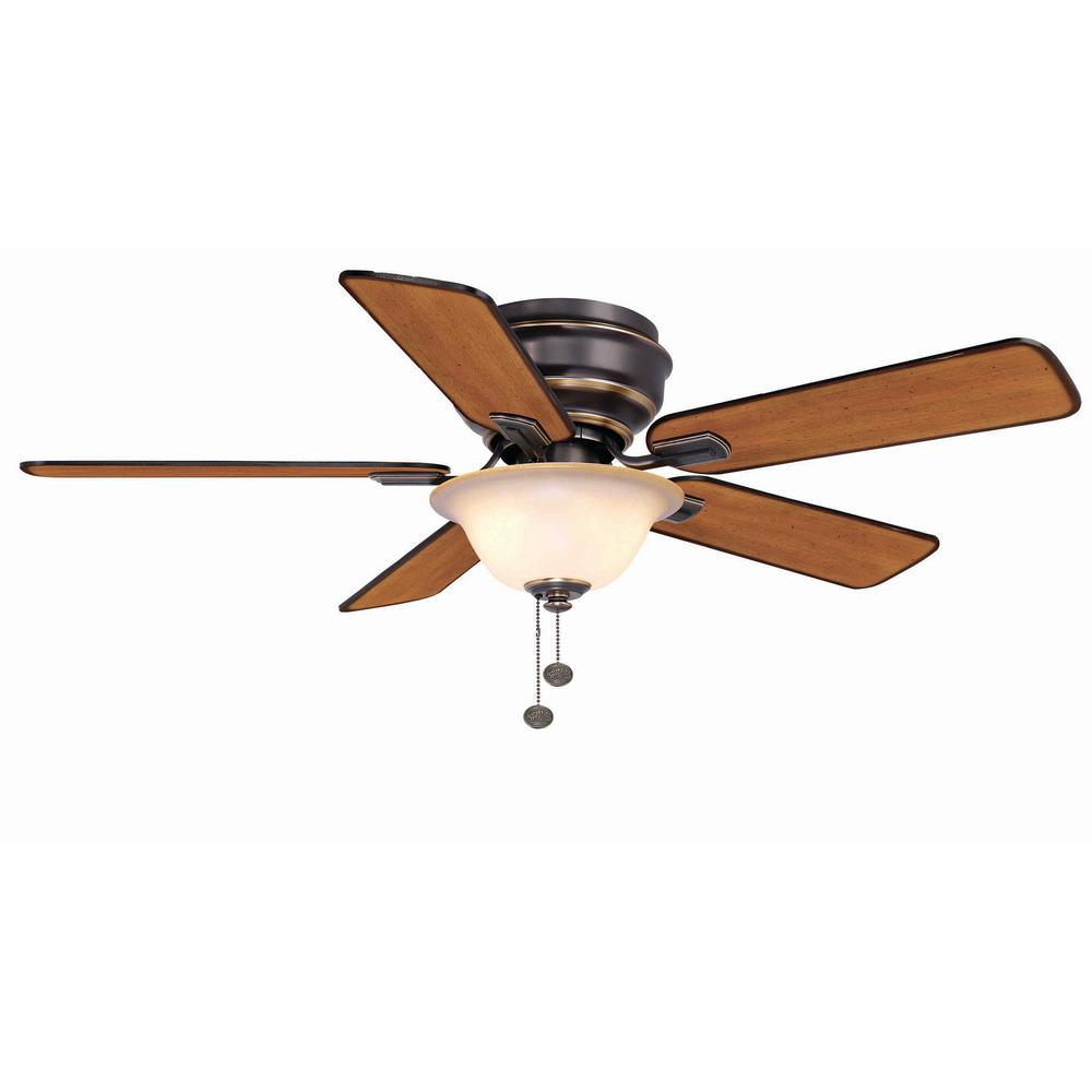 Hampton Bay Wellston 44 in. LED Indoor Oil Rubbed Bronze Ceiling Fan ...