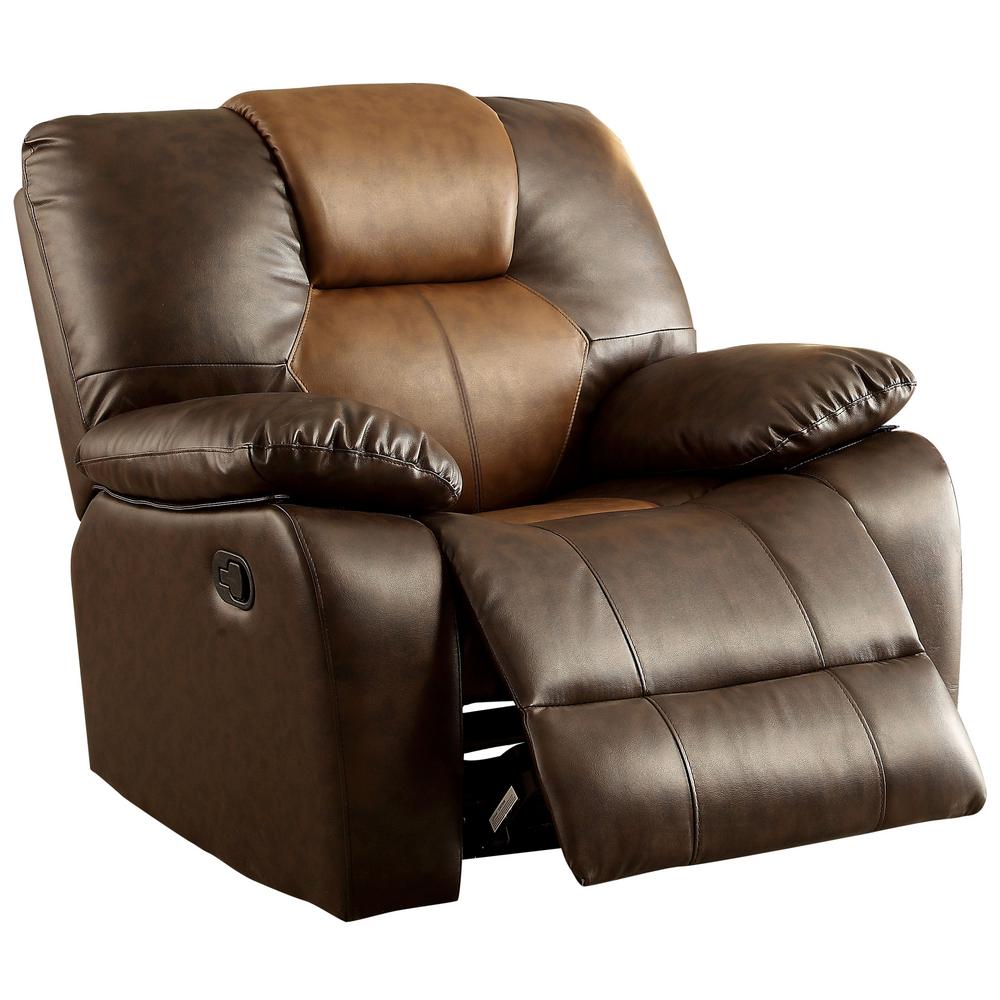 Furniture of America Barton Brown Champion and Leatherette Recliner Chair IDF6556CPC The
