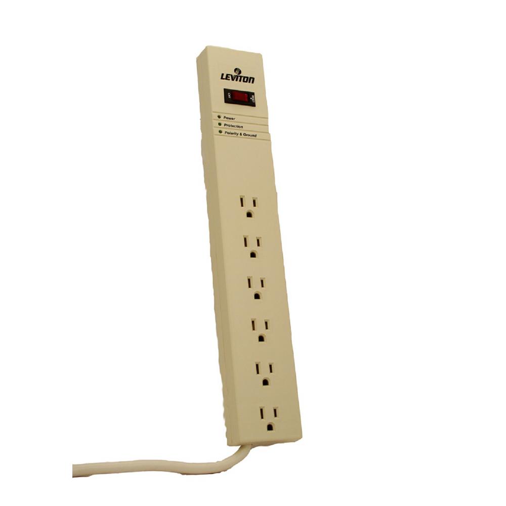 Leviton 15 Amp Dat Amp Sensitive Surge Protected 6Outlet Power Strip