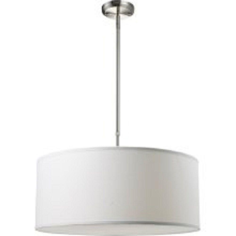Filament Design Kindra 3 Light Brushed Nickel Modern Pendant With Filament Design Kindra 3 Light Brushed Nickel Modern Pendant With White Linen Fabric Shade