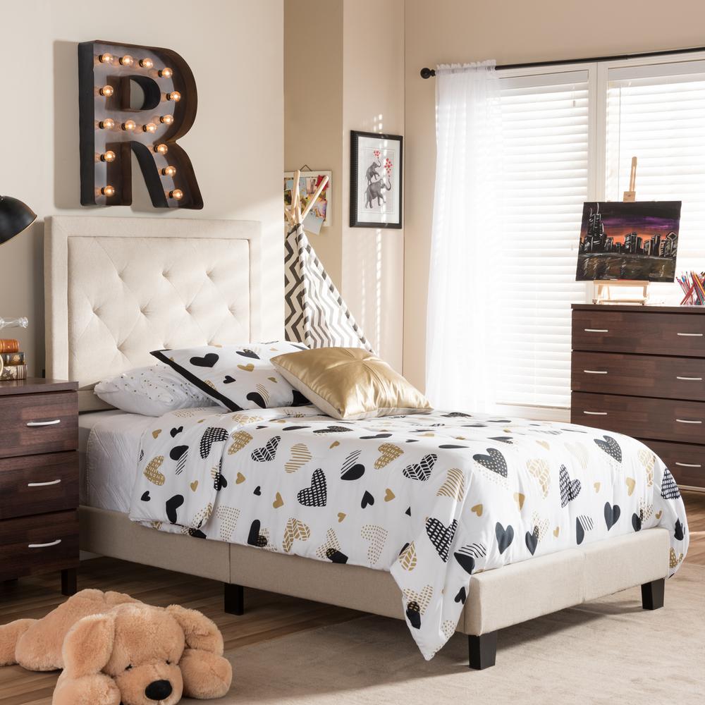 Baxton Studio Paris Beige Twin Upholstered Bed288626851HD The Home