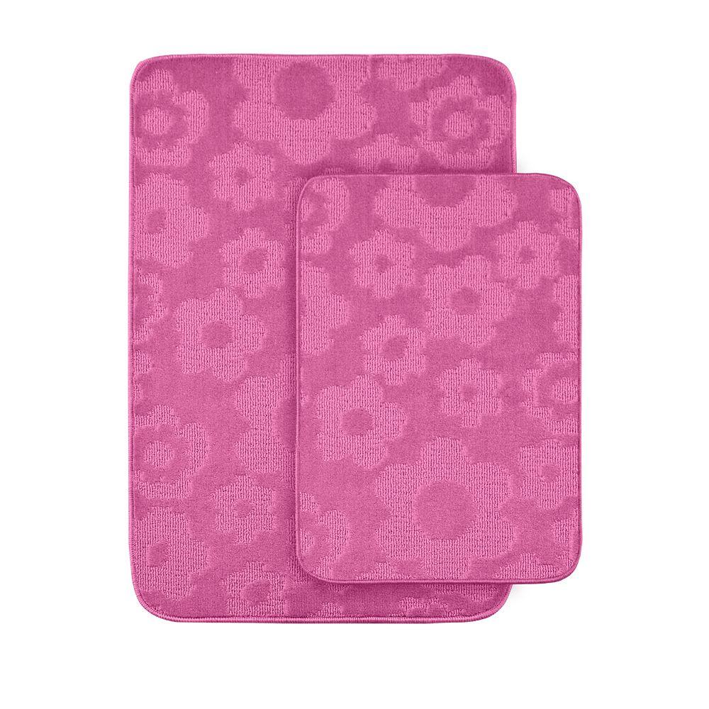 Garland Rug Flowers Pink 20 in x 30 in. Washable Bathroom ...