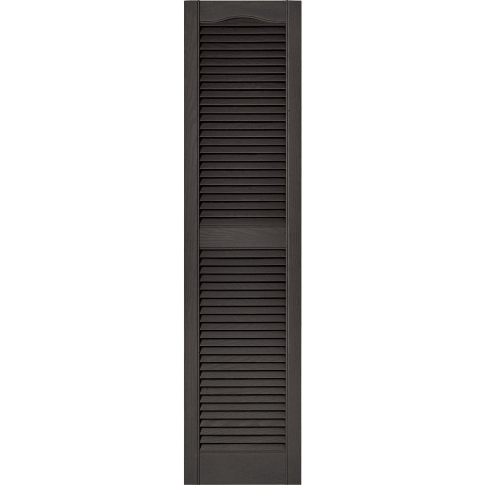 Builders Edge 15 in. x 60 in. Louvered Vinyl Exterior Shutters Pair in