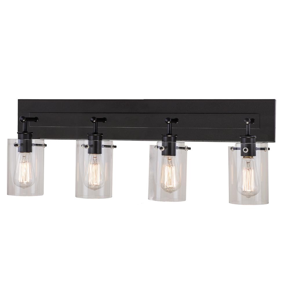 Hampton Bay Regan 29 13 In 4 Light Espresso Bronze Bathroom Vanity With Clear Glass Shades Ds19069 The Home Depot Hampton Bay Regan 29 13 In 4 Light, Bathroom Light Fixture Covers Home Depot