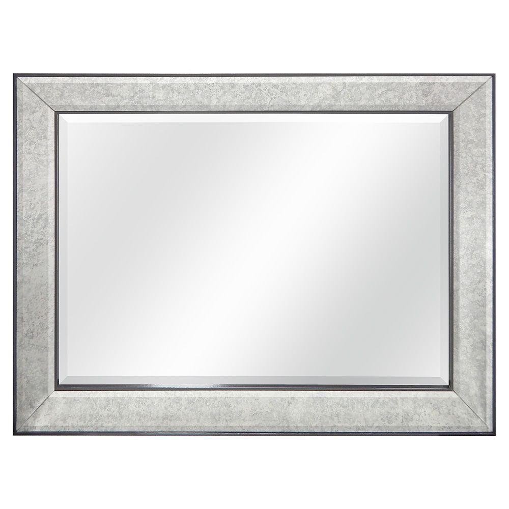 MCS Brighton 40 in. H x 30 in. W Framed Mirror in Pewter 85084 The