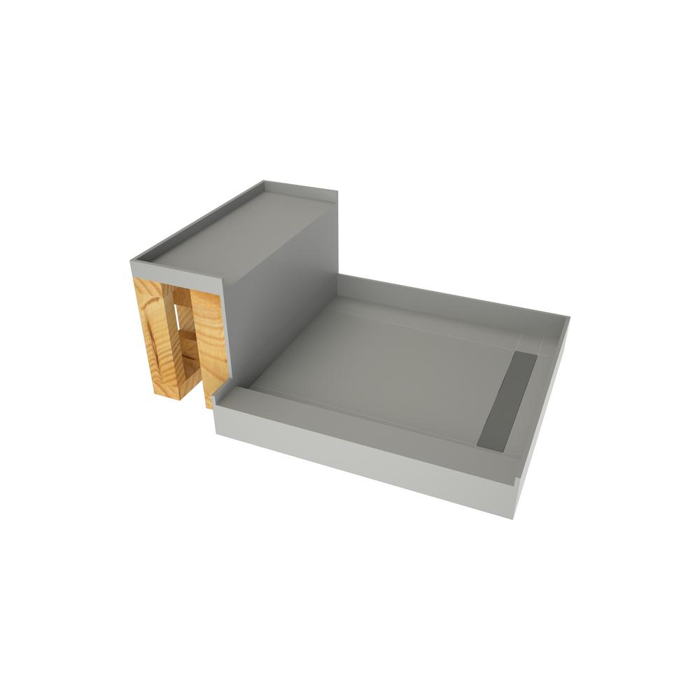 Base'N Bench 48 in. x 60 in. Single Threshold Shower Base and Bench Kit