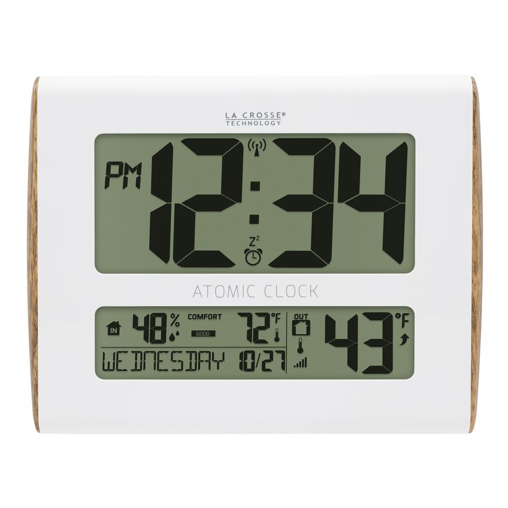 La Crosse Technology Atomic Digital Wall Clock Indoor and Outdoor Temperature