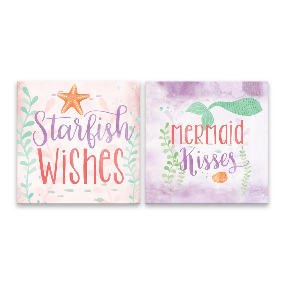 Seafoam Green Wall Art Decor The Home Depot Starfish Wisheermaid Kisses Set Of 2 By Lot26 Studio Printed Canvas