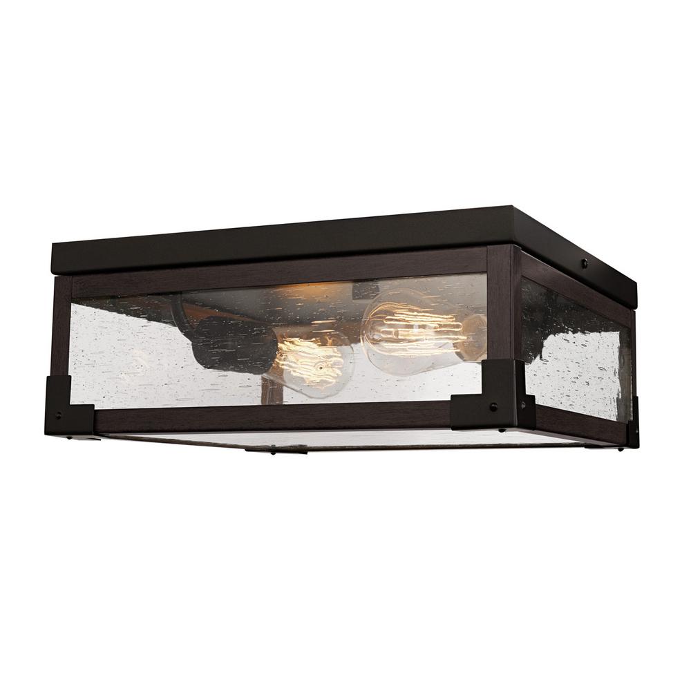 Globe Electric Williamsburg 2 Light Dark Bronze Flush Mount 2 Light Dark Bronze Flush Mount