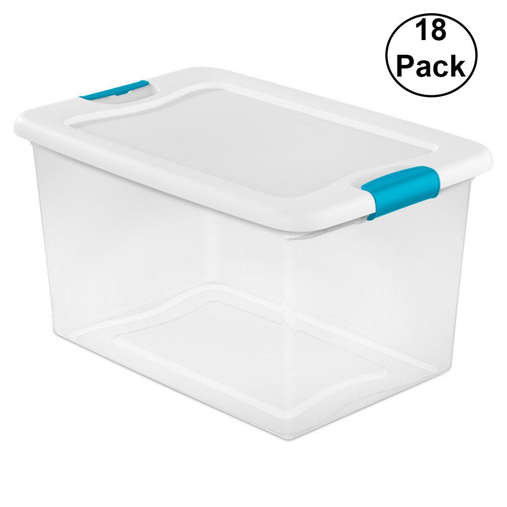 Sterilite 19334304 Clear 32 Quart Gasket Box with Clear Base and Lid 16 Pack