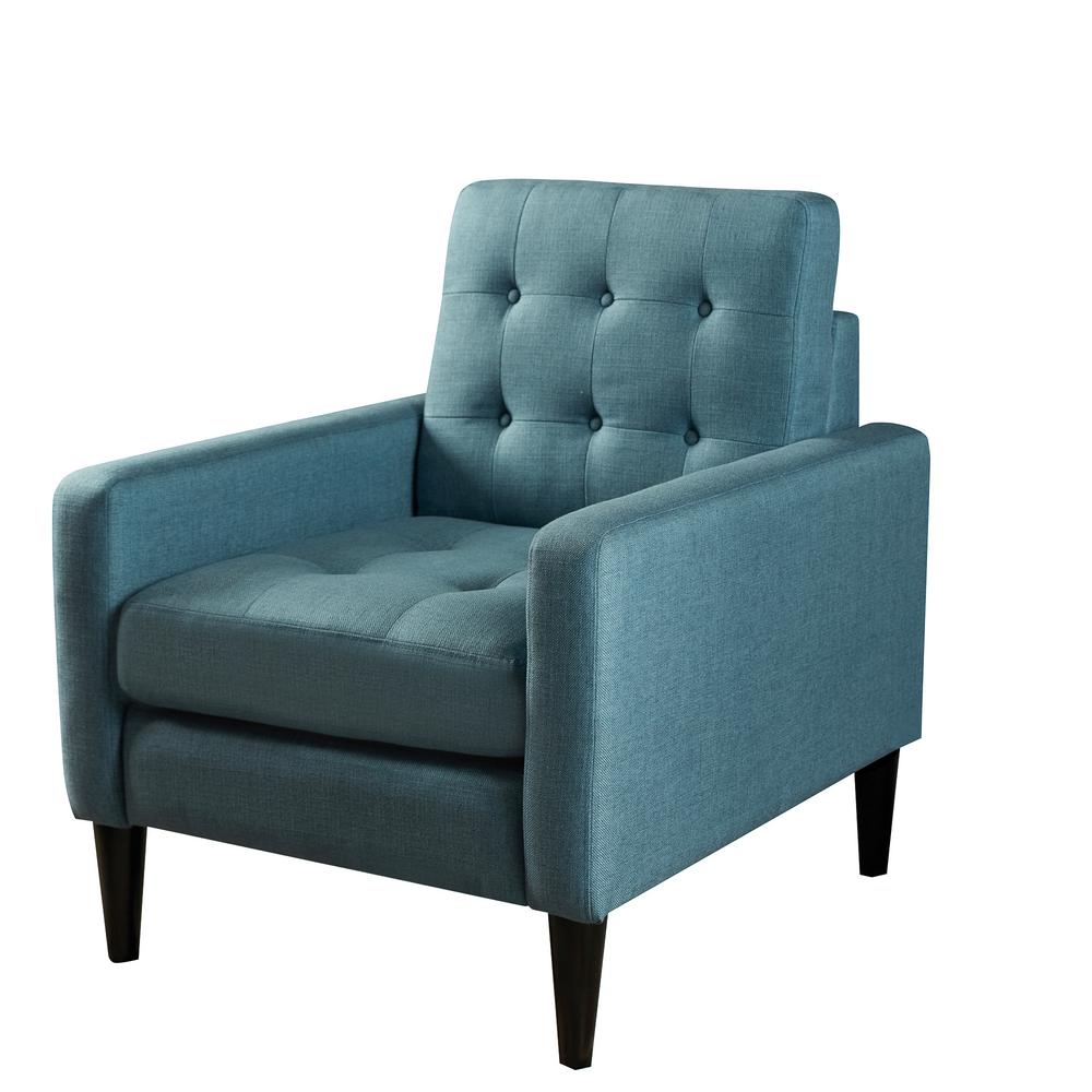 LOKATSE Turquoise Blue Upholstery Arm Chair-AC18803B - The ...