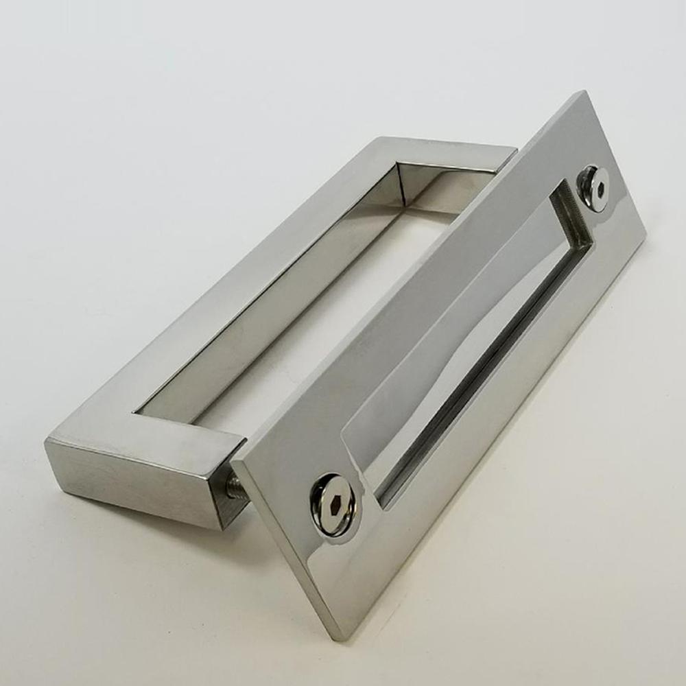 Strongar Rectangular 8 In Polished Stainless Steel Ladder Pull And Flush Sliding Barn Door Handles Pulls