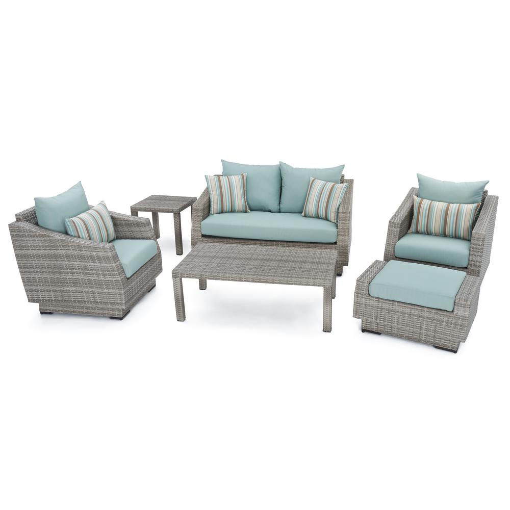 RST Brands Cannes 6Piece Patio Seating Set with Bliss Blue CushionsOPPEOSS6CNSBLSK  The 