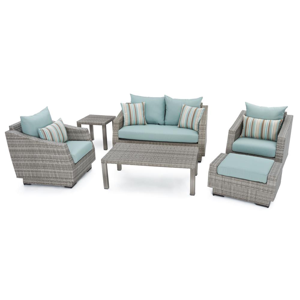 RST Brands Cannes 6Piece Patio Seating Set with Bliss Blue CushionsOP