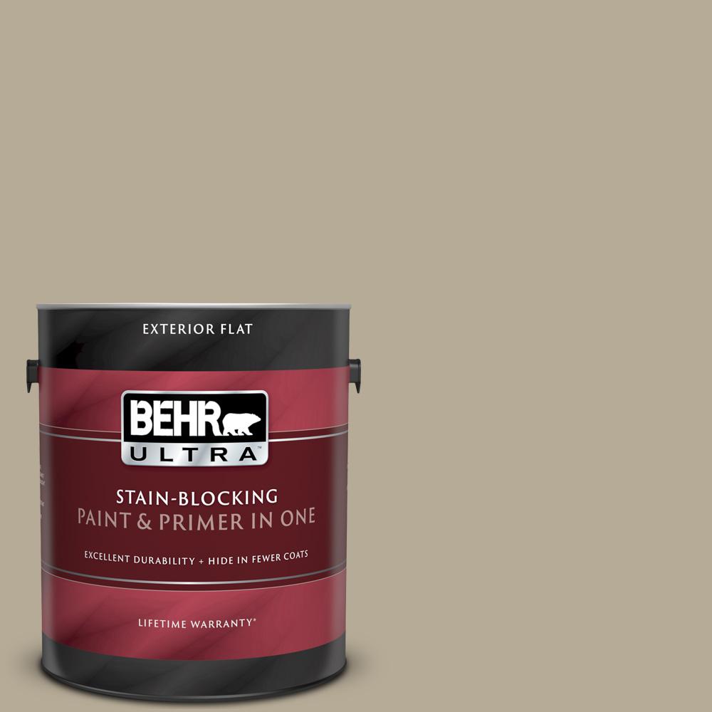BEHR ULTRA 1 gal. N3104 Desert Khaki Flat Exterior Paint and Primer