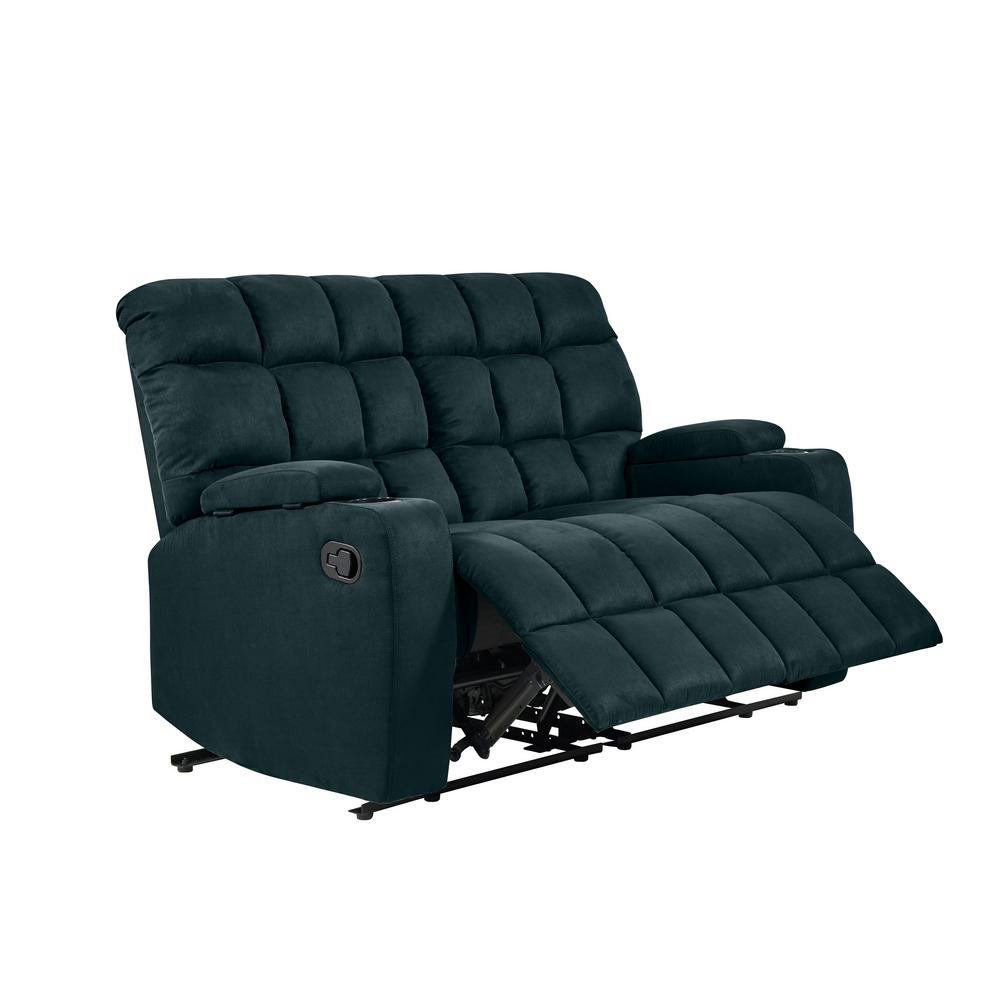 ProLounger Wall Hugger 2Seat Storage Reclining Deep Blue Microfiber