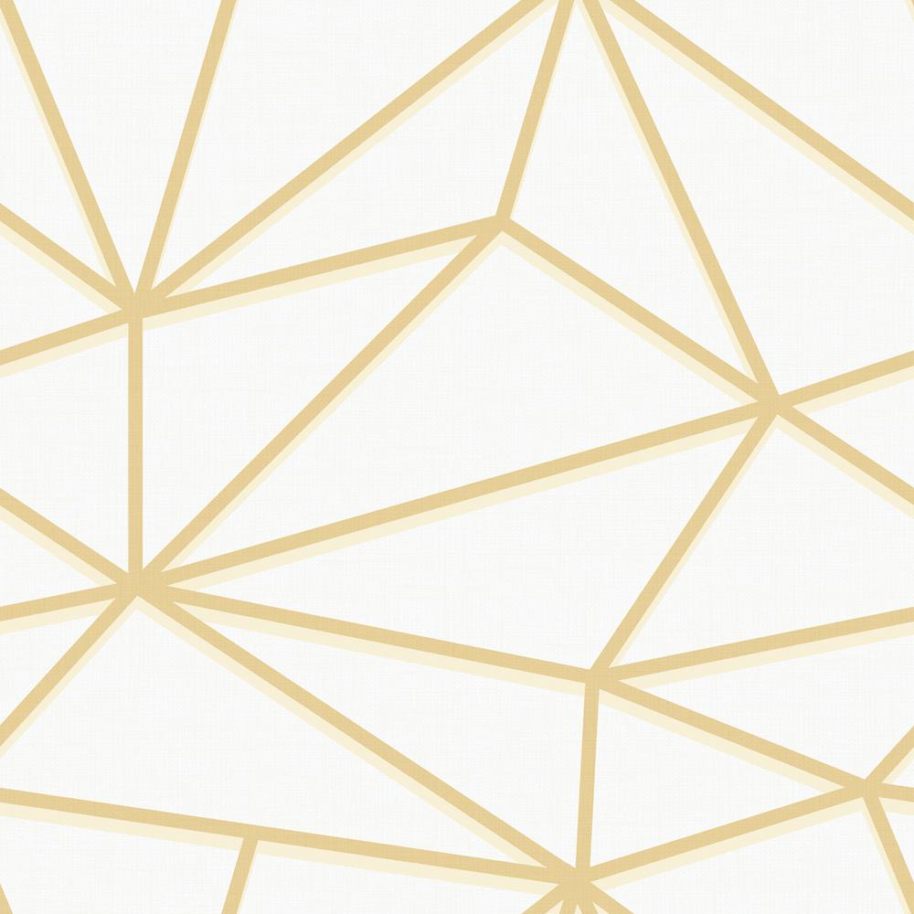 Quartz Metallic Gold And Off White Geometric Wallpaper