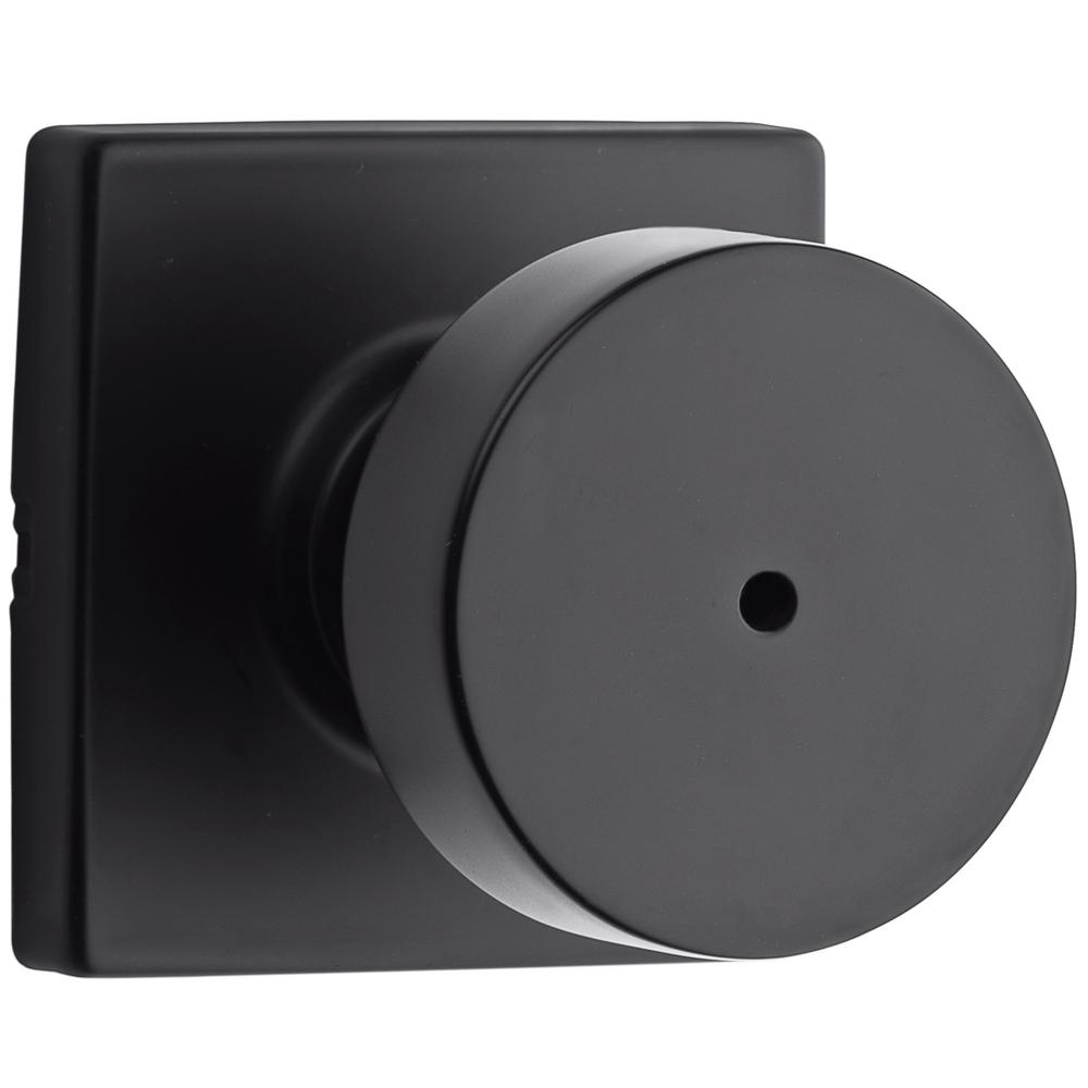 Kwikset Pismo Square Matte Black Bed/Bath Door Knob730PSK SQT 514