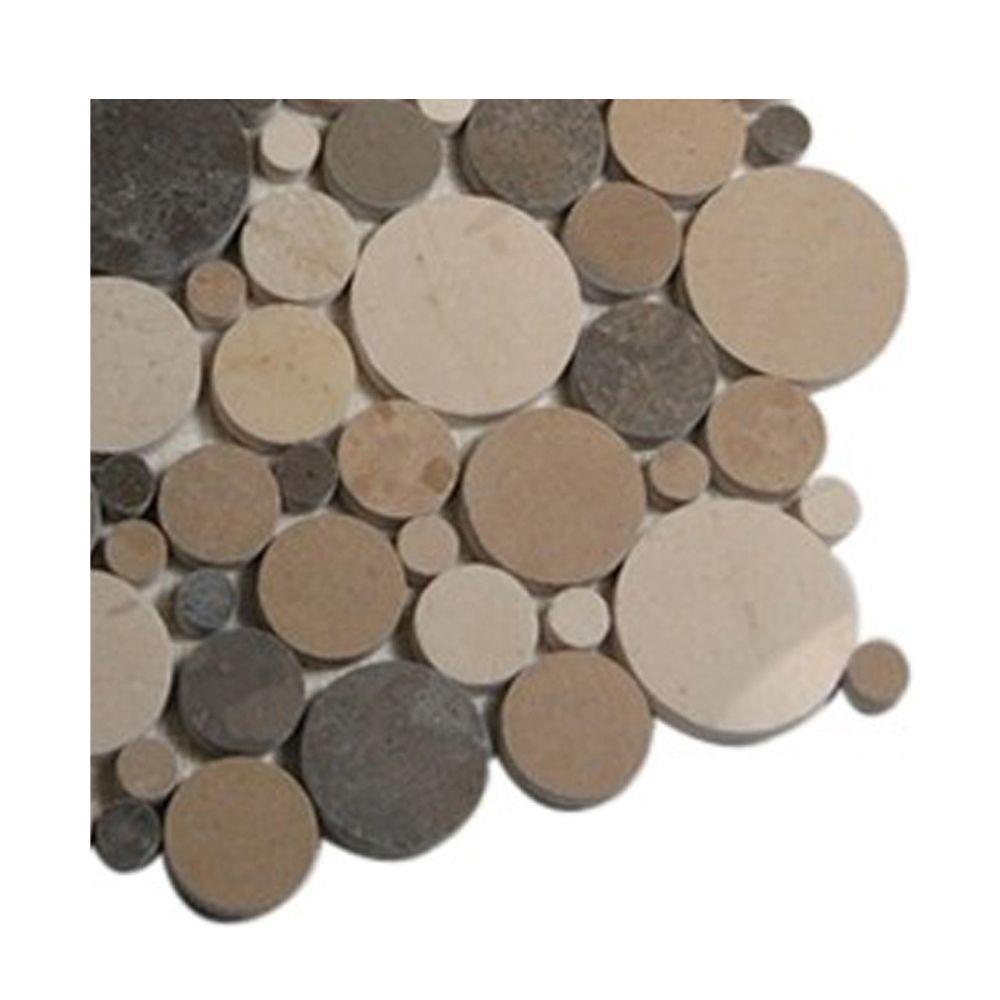 Splashback Tile Orbit Amber Circles Marble Floor and Wall Tile - 6 in ...