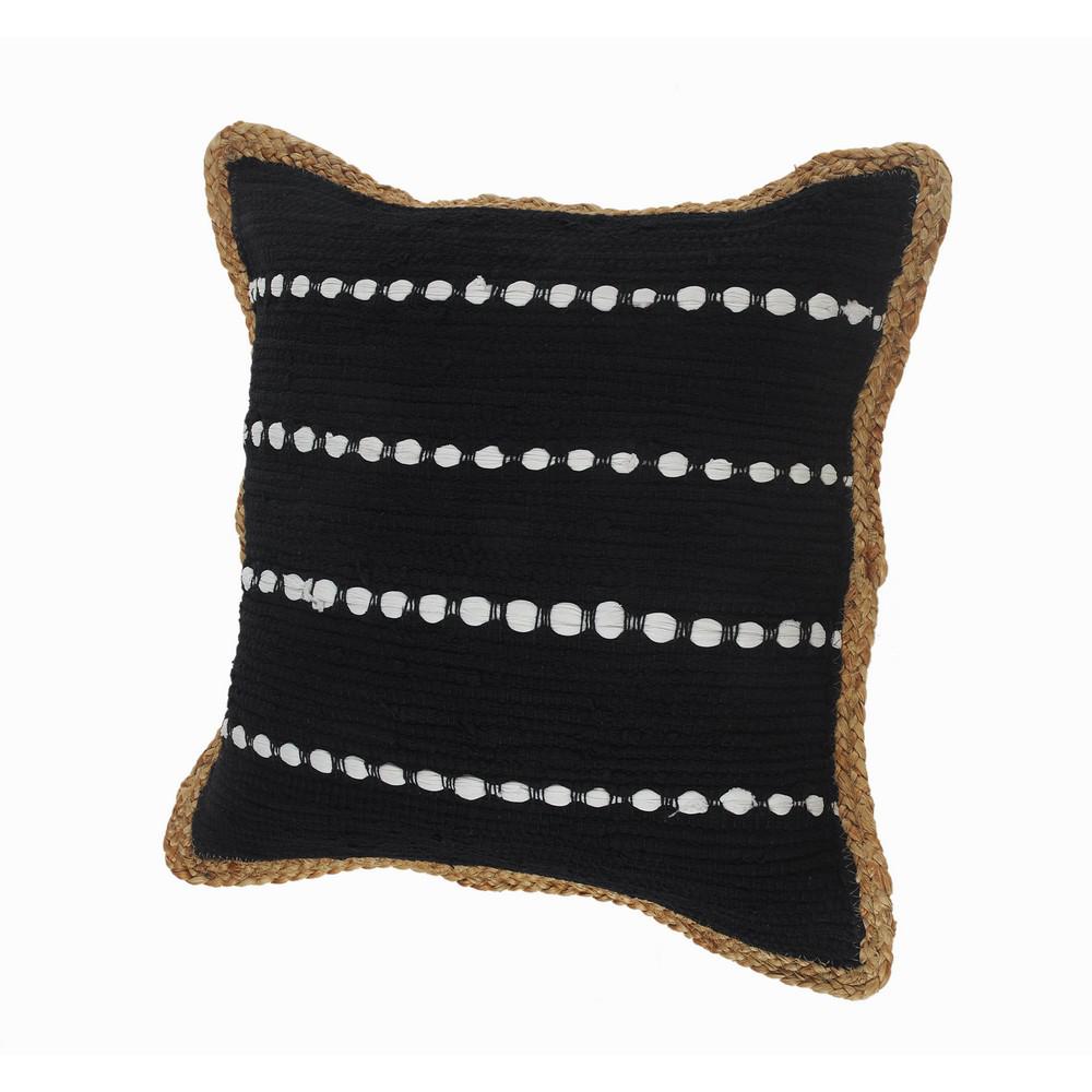 black textured throw pillow