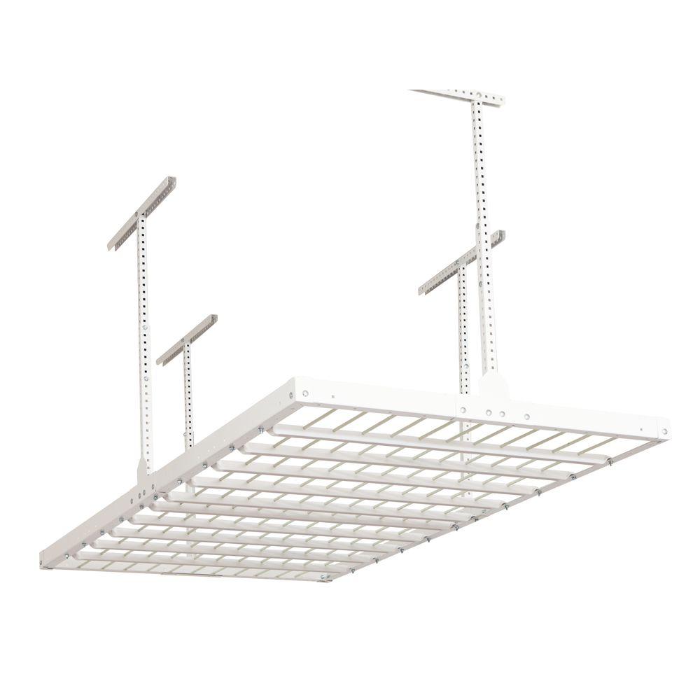 White 48 In Ceiling Storage Racks Garage Shelves