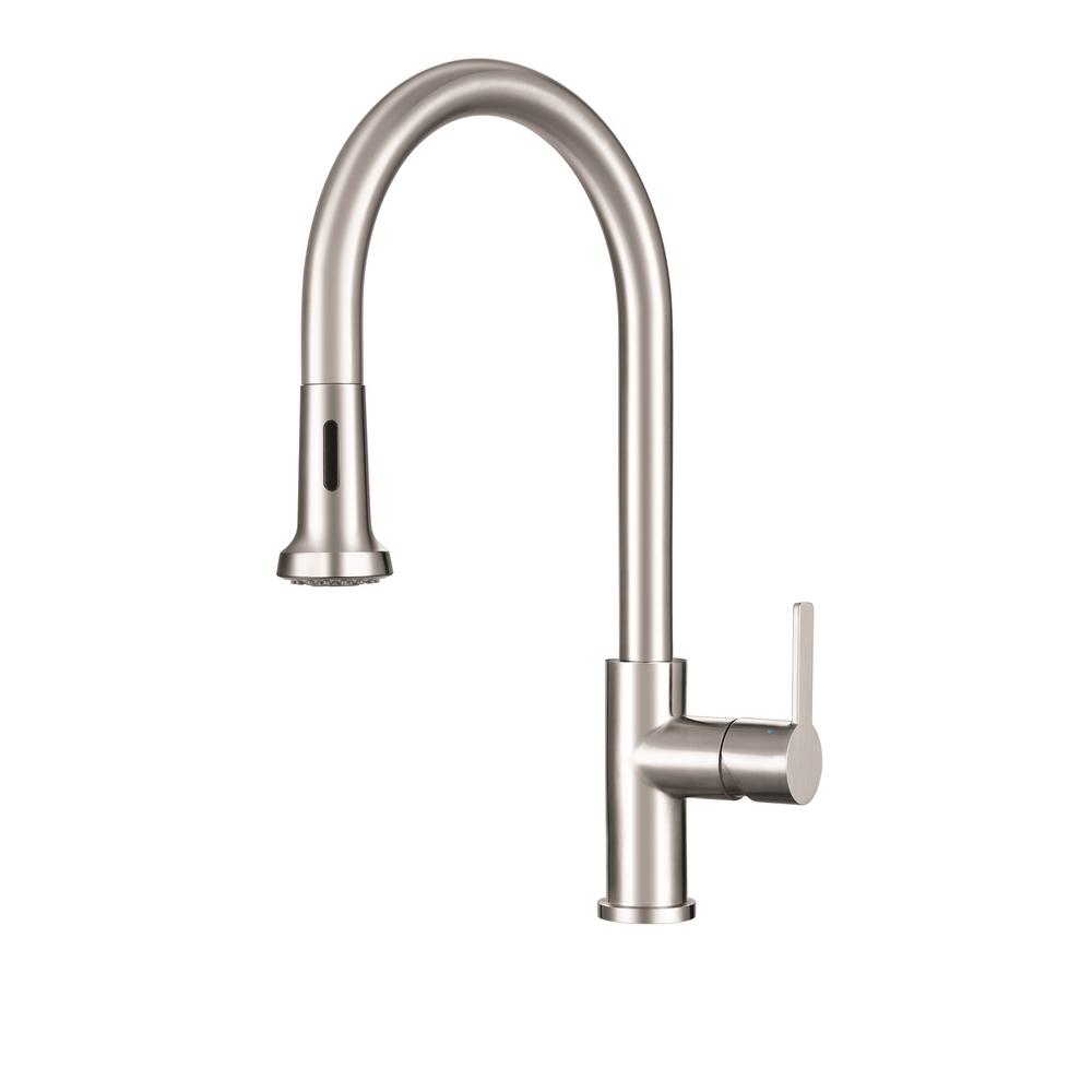 Franke Bernadine Single Handle Pull Down Sprayer Kitchen Faucet With   Brushed Stainless Steel Franke Pull Down Faucets Ff20650 64 1000 