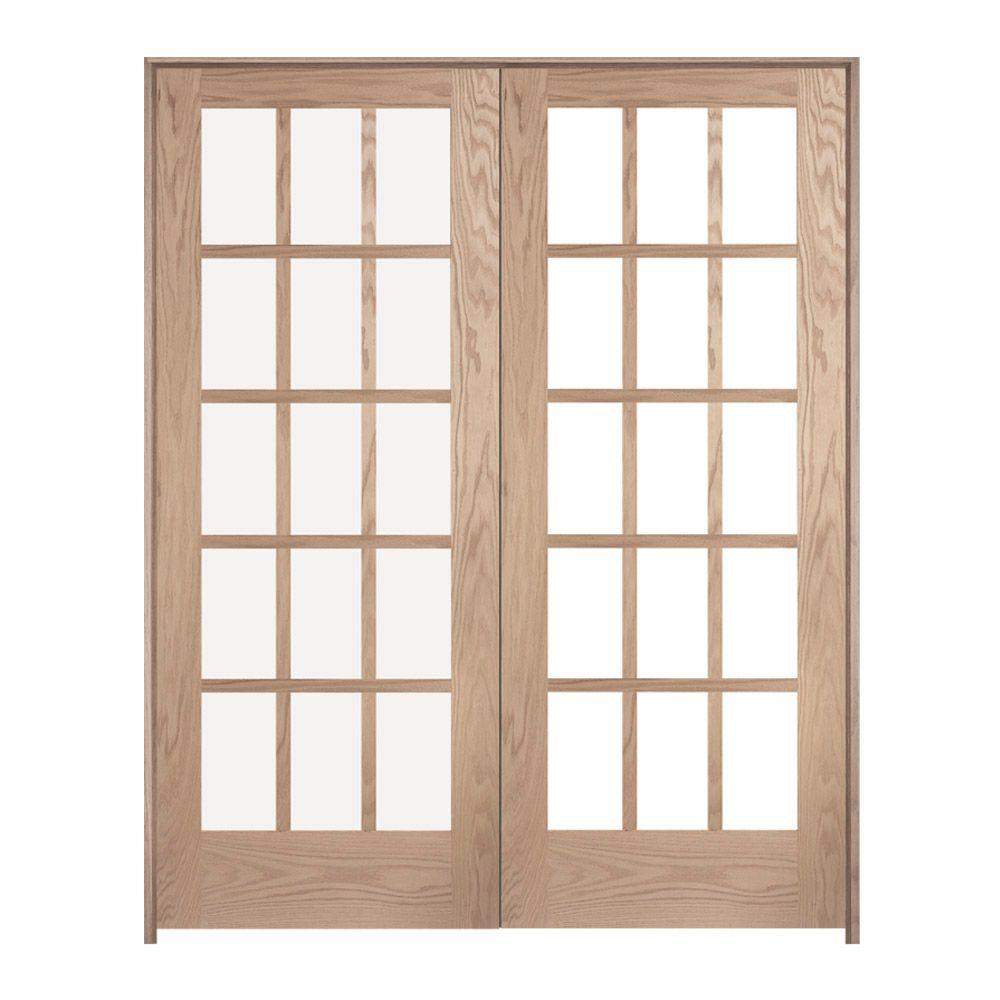 JELD-WEN 48 in. x 80 in. Oak Unfinished 10 Lite Wood Prehung Interior