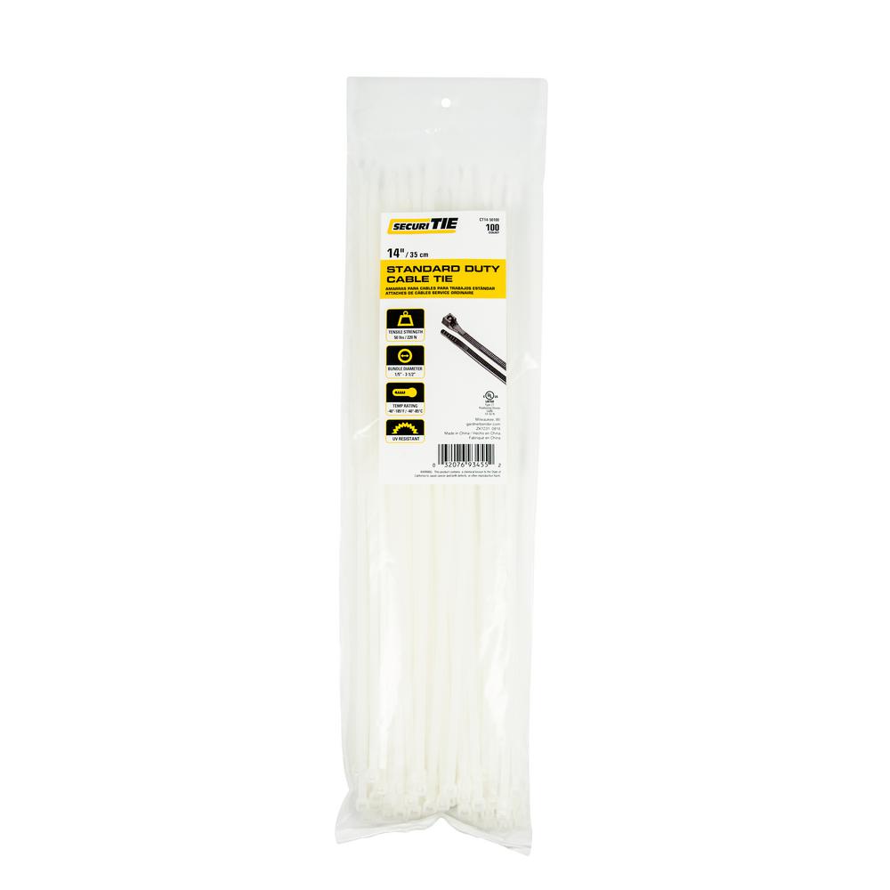 Tensile 50 lb 50 Pk. 11 inch Gardner Bender 46-311SC Nylon Self-Cutting Cable Tie Natural White GB Electrical Zip Tie Twist-Off Tail