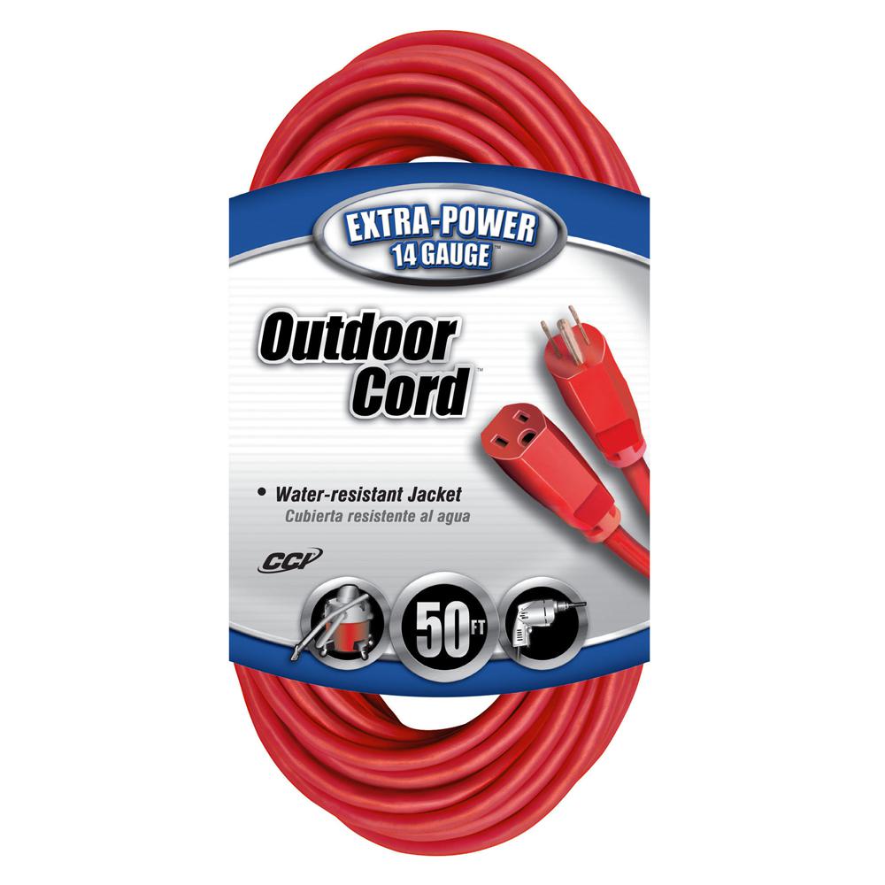 UPC 029892324087 product image for Southwire 50 ft. 14/3 Sjtw Outdoor Medium-Duty Extension Cord, Red | upcitemdb.com