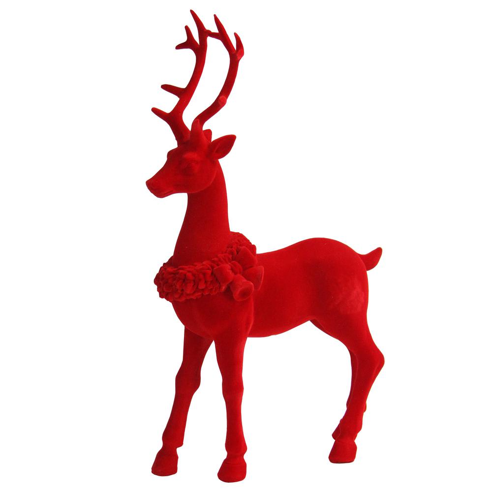 Northlight 13.25 In. Red Standing Velvet Reindeer Christmas Figure - Northlight 13.25 In. Red Standing Velvet Reindeer Christmas Figure