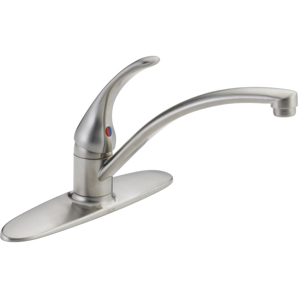 Delta Foundations Single Handle Standard Kitchen Faucet In Stainless B1310lf Ss The Home Depot