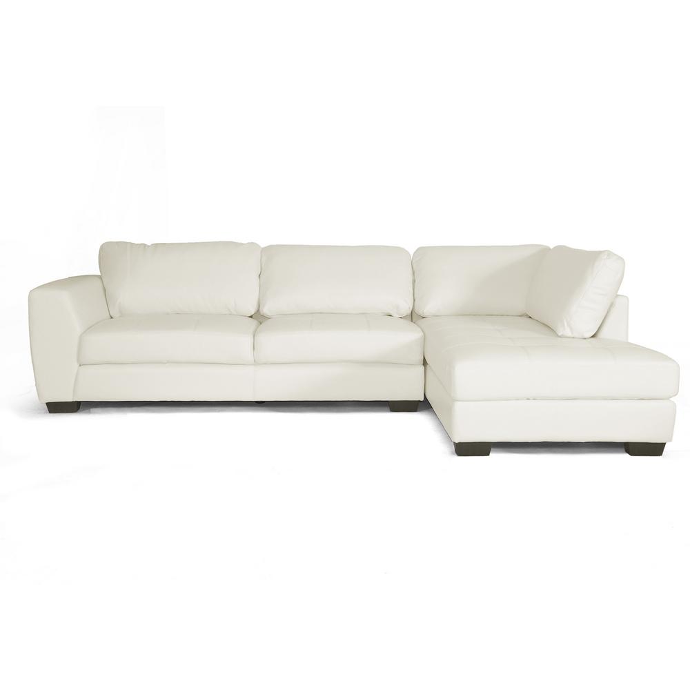 White Baxton Studio Orland Leather, White Chaise Sofa