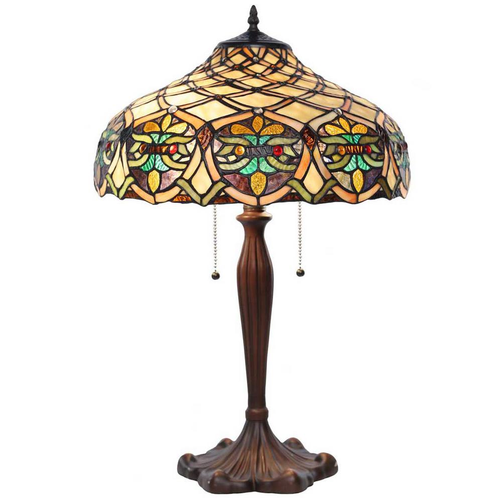 River Of Goods 25 In Multi Colored Table Lamp With Stained Glass Multi Colored Table Lamp With Stained Glass Lattice Shade