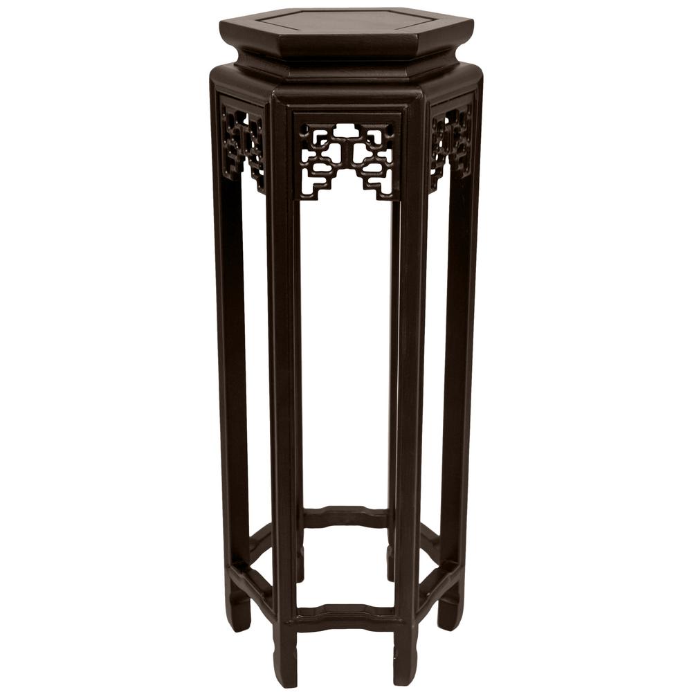 Oriental Furniture 10 In Rosewood Hexagon Plant Stand Black St Rosewood Hexagon Plant Stand In Black
