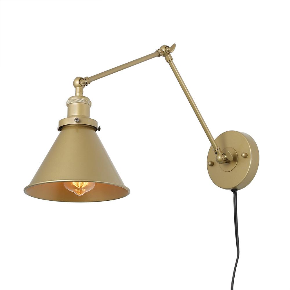 Lnc 1 Light Gold Wall Lamp Adjustable Plug In Sconce A03468