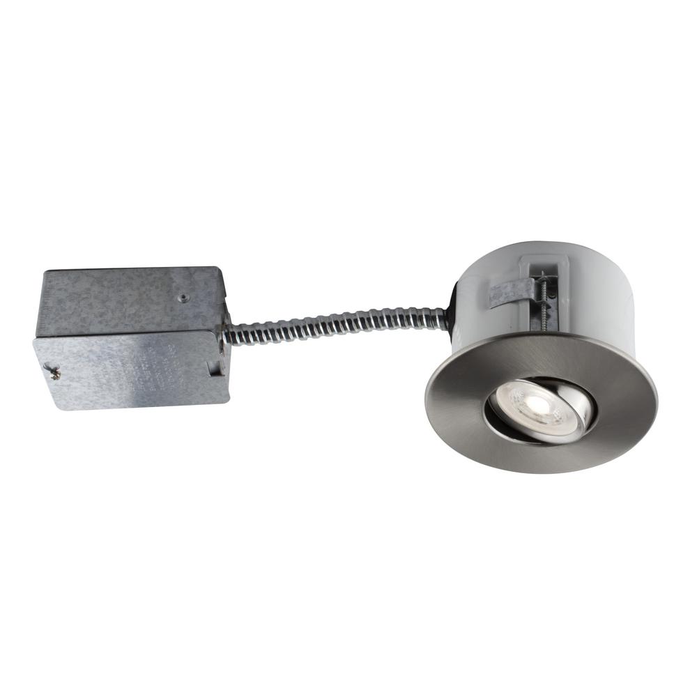 Silver New Construction And Remodel Recessed Lighting Brushed Chrome Recessed Led Lighting Kit With Gu10 Bulb Included