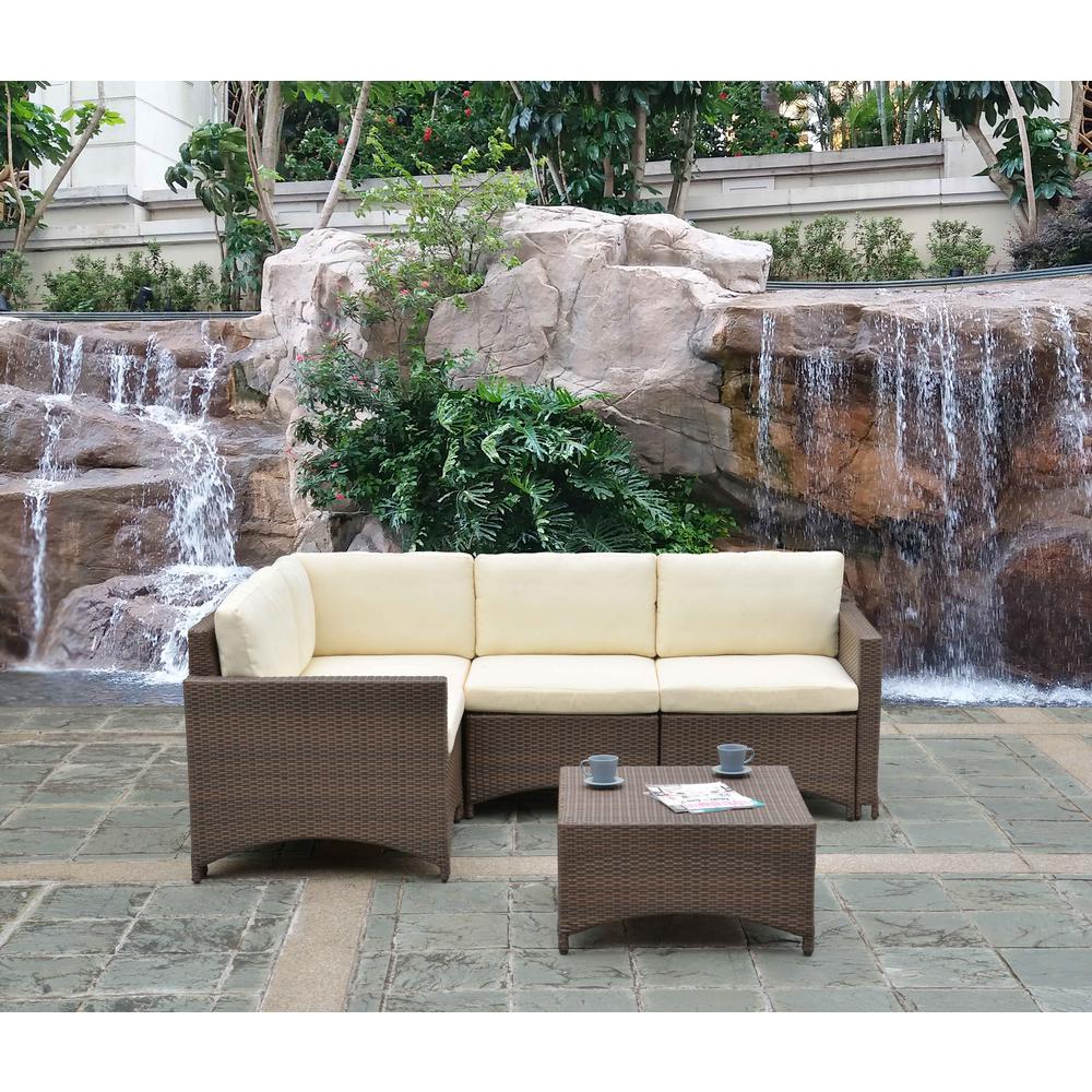 W Unlimited Studio Shine 5 Piece Wicker Patio Modular Conversation