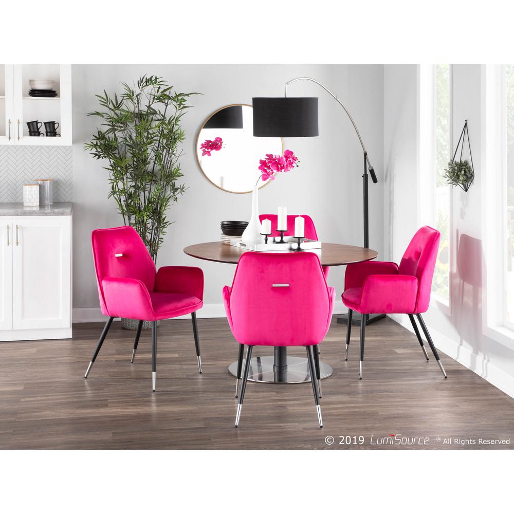Lumisource Wendy Glam Hot Pink Velvet With Chrome Accents Dining Chair Set Of 2 Ch Wendy Bkhp2 The Home Depot