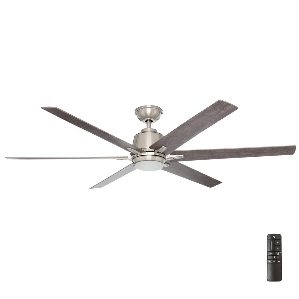 Kensgrove 64 In Led Brushed Nickel Ceiling Fan With Remote Control