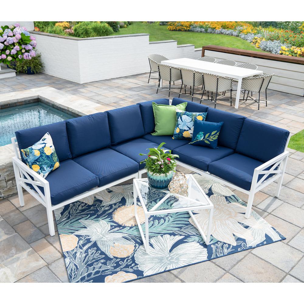 Blue White Aluminum Outdoor Lounge Furniture Patio Blakely White 5 Piece Aluminum Outdoor