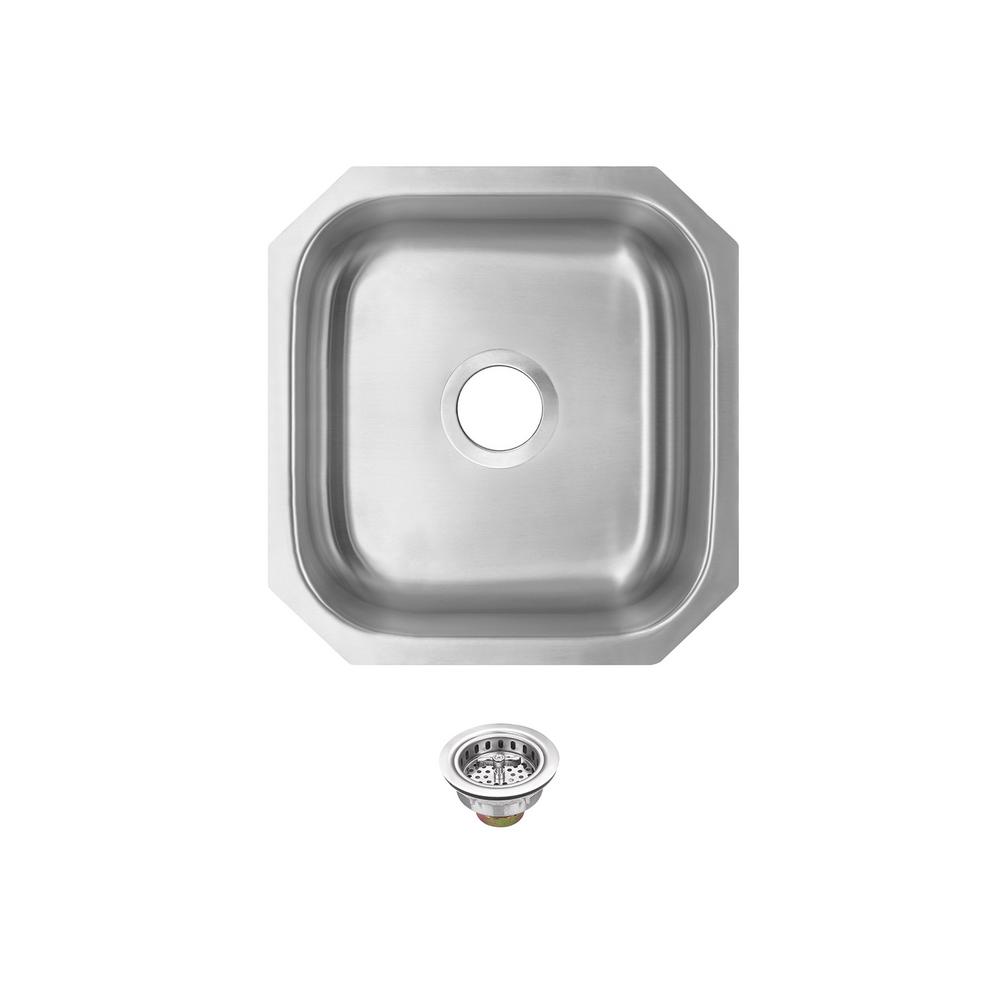 Glacier Bay Undermount 18Gauge Stainless Steel 16 in. 0Hole Round