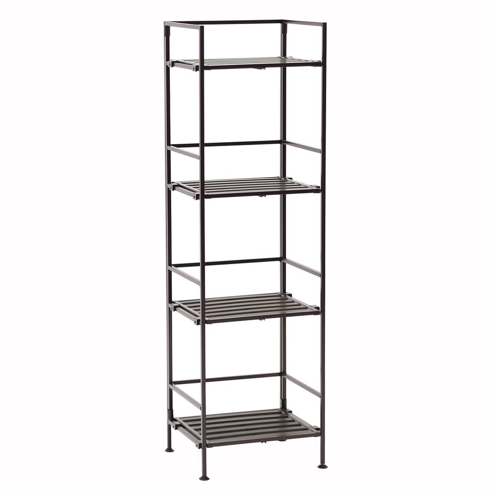 Free Standing Shelves Shelf Boards 4 Up Brown Shelving Espresso 4 Tier Resin Slat Square Tower Shelving