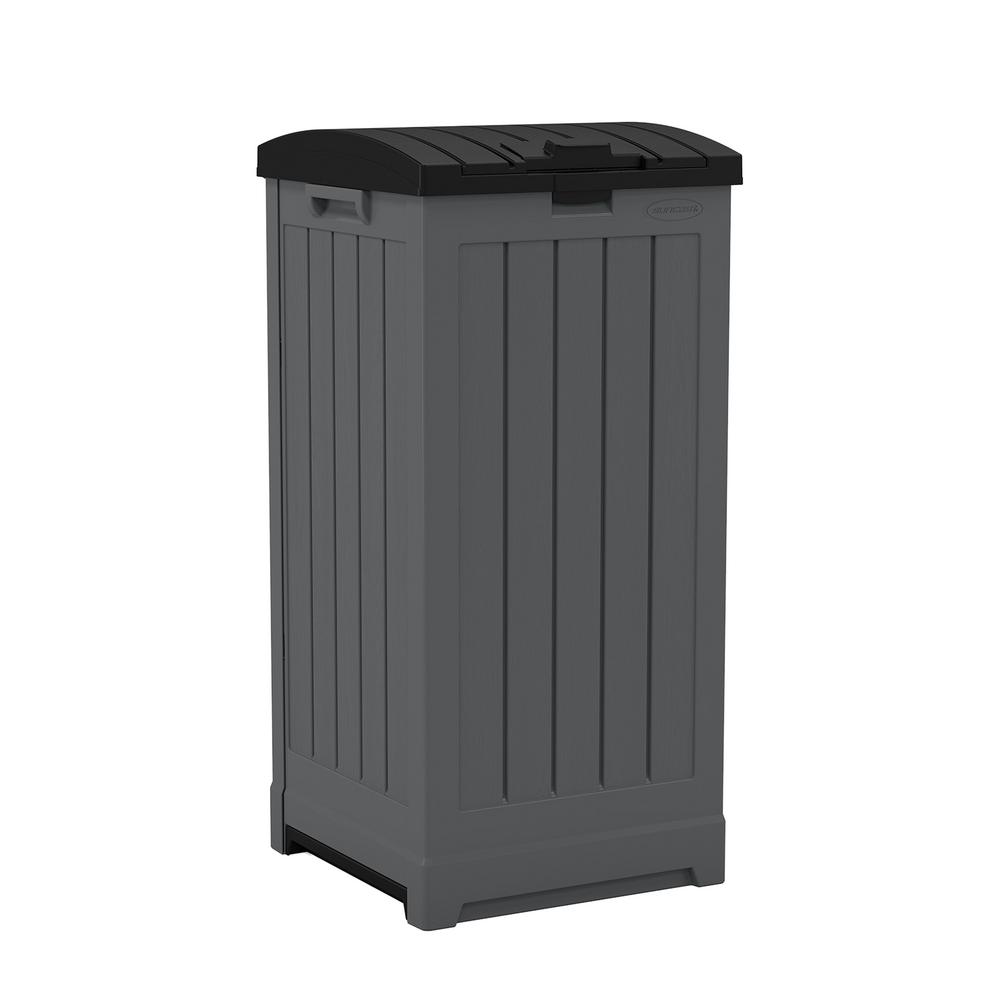 Suncast 39 Gal. Resin Patio Trash Can, Grays