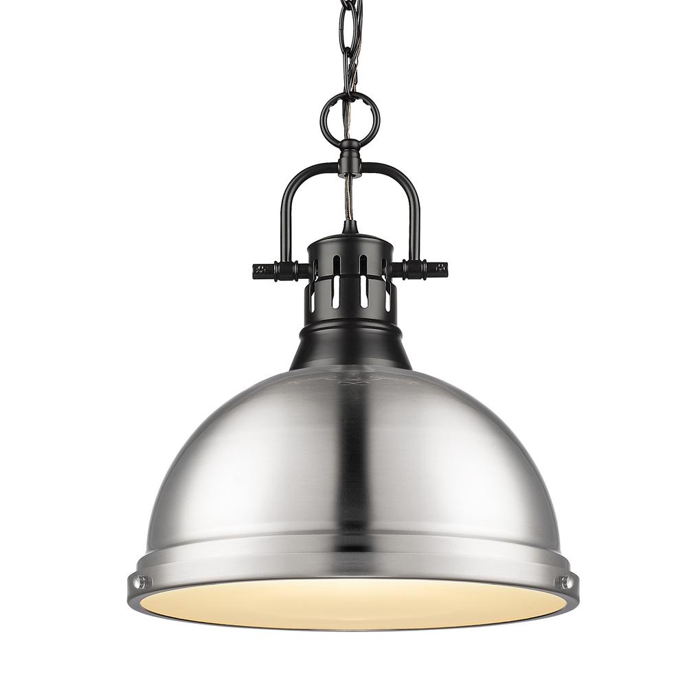 Golden Lighting Duncan 1-Light Pendant with Chain in Black with a ...