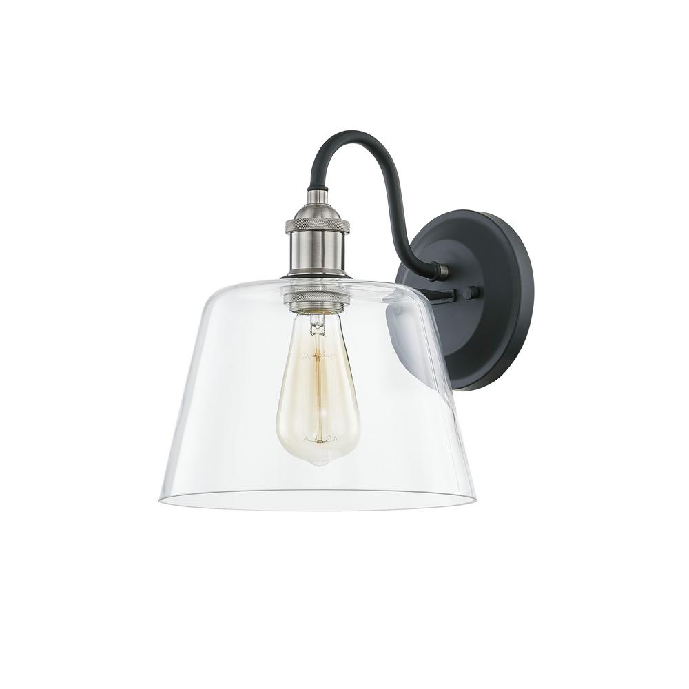 Home Luminaire Wall Sconce /w Metal Shade and Cage Black #NO7004
