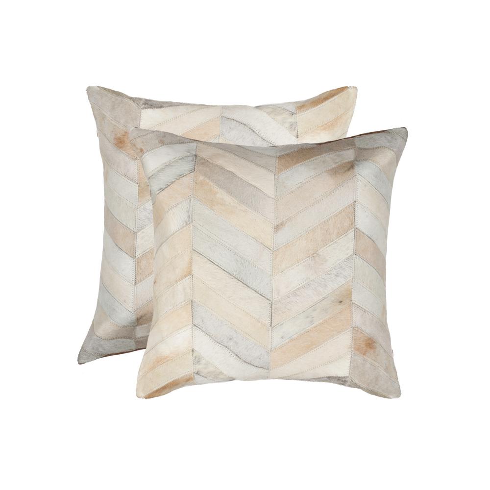 Natural Torino Chevron Cowhide Natural Solid 18 In X 18 In Throw
